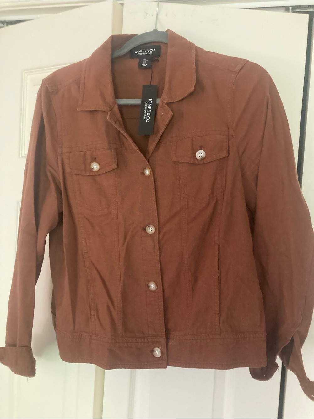 Jones New York Burnt Orange Button-Front Jean Jacket
